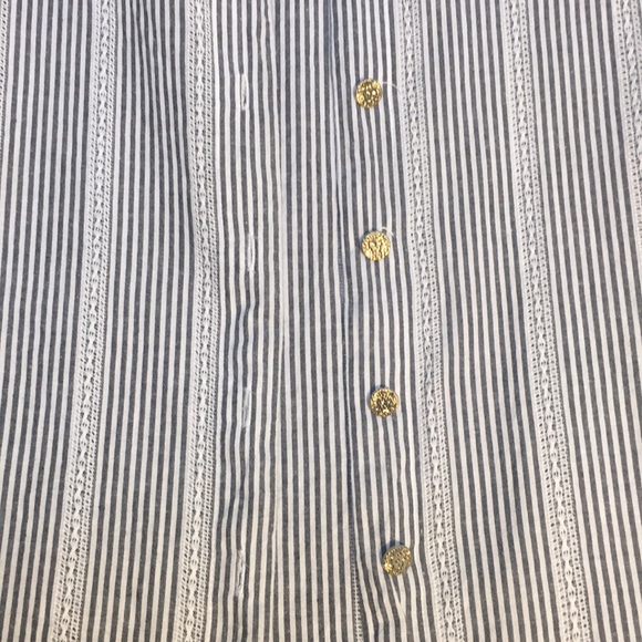 ANNE KLEIN 100% Cotton Striped Shirt w/Logo Buttons Tie Accents on 3/4 Sleeves - Picture 8 of 15